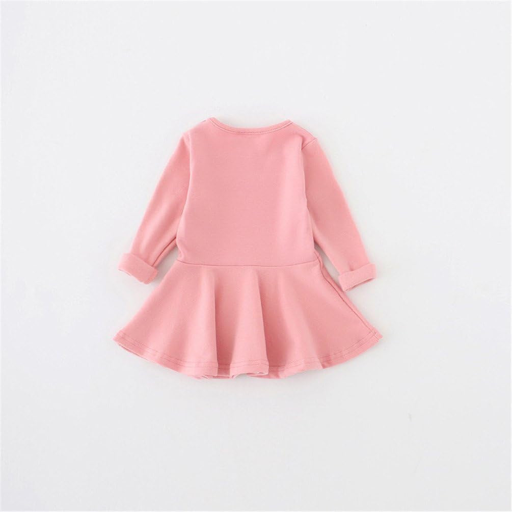 Toddler Baby Girls Long Sleeve Cotton Dress Solid Ruffle Tops